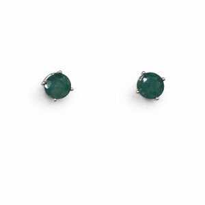 Sterling Silver Emerald Stud Earrings New